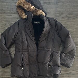 Marvin Richards Dark Brown Puffer Jacket with Faux Fur Hood